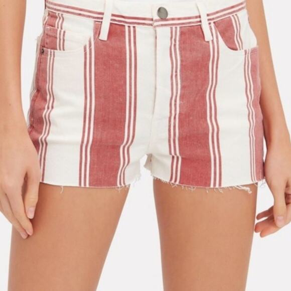 Frame Denim Pants - Frame Denim Le Cutoff LE FIERY STRIPE SHORTS IN RED 25